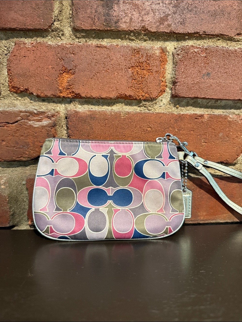Coach Multicolor Signature Wristlet - Pink, Blue, Olive